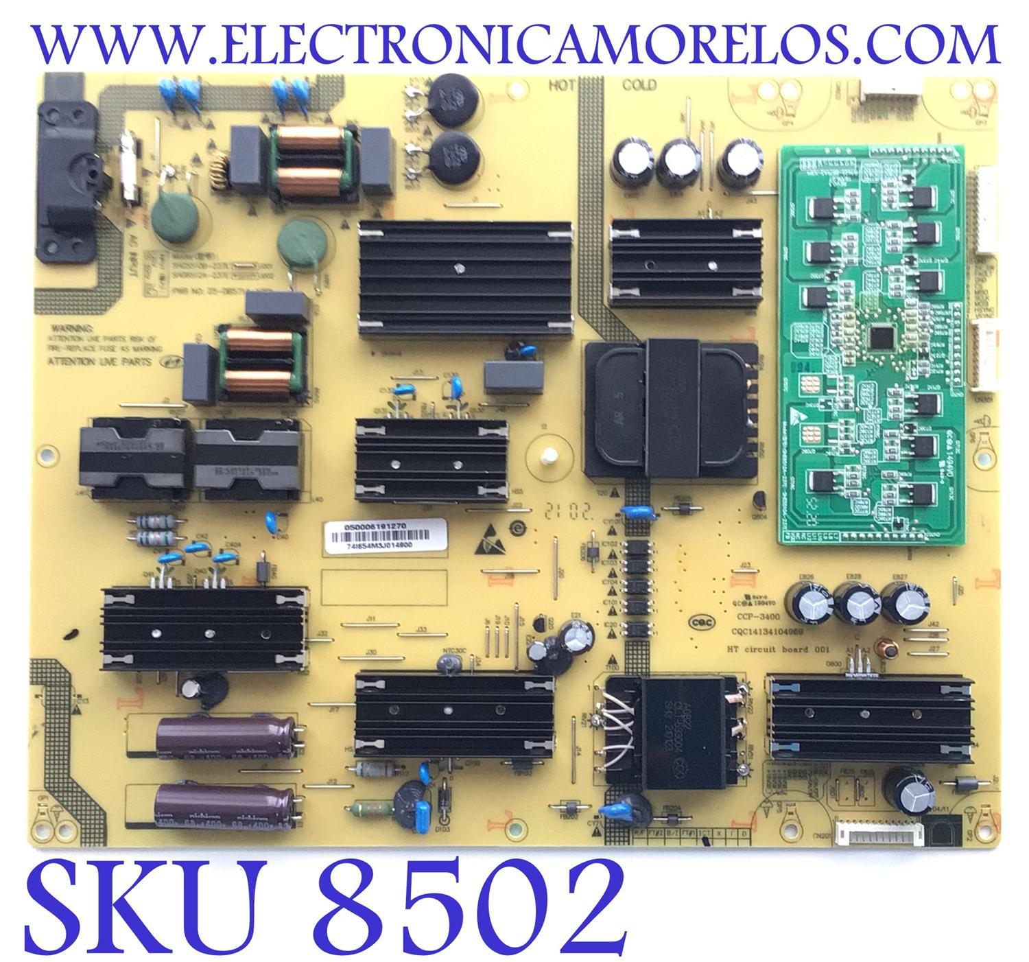 FUENTE PARA TV SUNBRITE TV / NUMERO DE PARTE 50006191270 / SHG5510B-237E / CQC14134104969 / MODELO SB-V-55-4KHDR